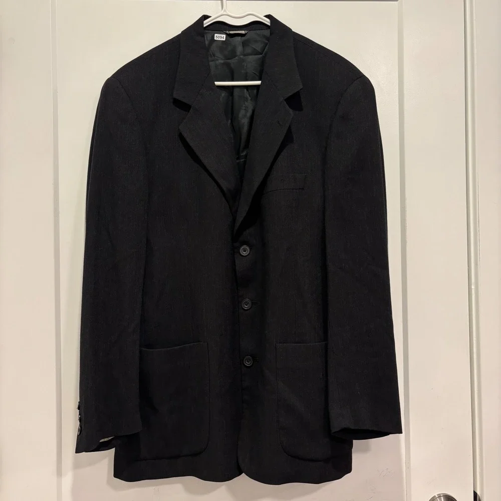 Banana Republic Mens 40R Black 100% Wool 3 Button Blazer Jacket Made in Italy
